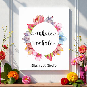 Yoga Floral Inhale Exhale Quote Canvas Print