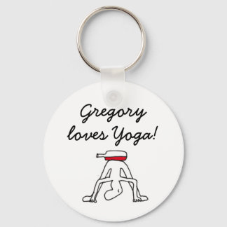 Yoga for Winelovers White Badge Key Ring