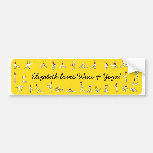 Yoga for Winelovers Yellow Bumpersticker Bumper Sticker (Front)