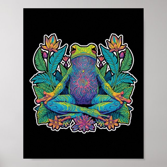 Yoga Frog Meditate Zen Pose Lance Stretch  Poster (Front)