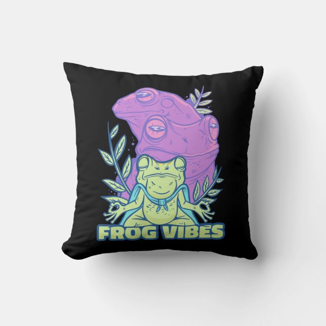 Yoga Frog Vibes Cushion (Front)