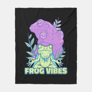Yoga Frog Vibes Fleece Blanket