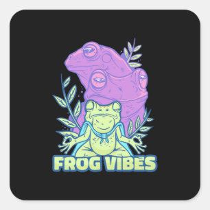 Yoga Frog Vibes Square Sticker