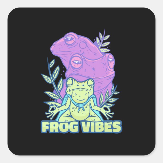 Yoga Frog Vibes Square Sticker (Front)