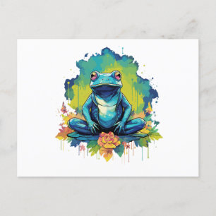 Yoga Frog Watercolor Style Postcard