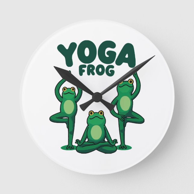 Yoga Frogs Round Clock (Front)