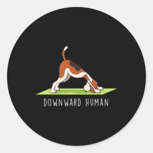 Yoga Funny Downward Human Dog Classic Round Sticker