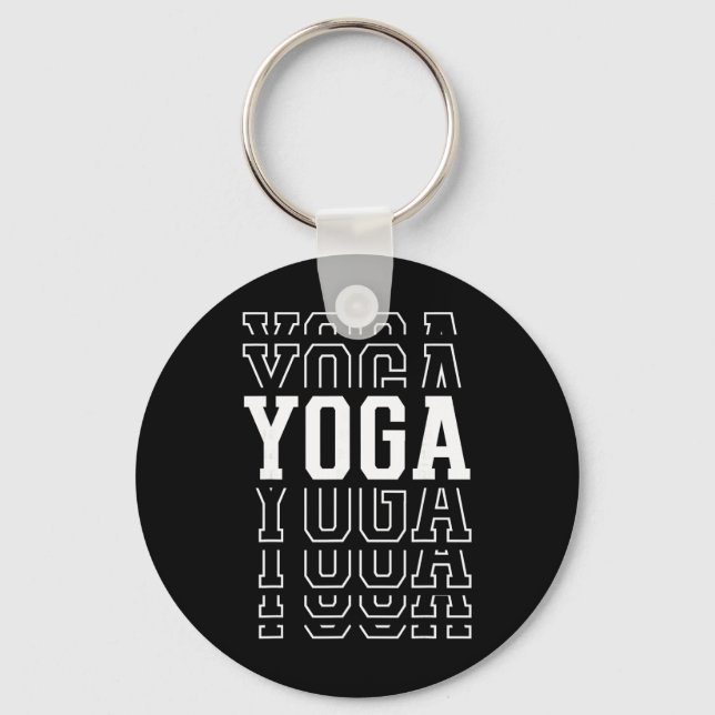 Yoga Funny Layered Text Instructor Coach  Key Ring (Front)