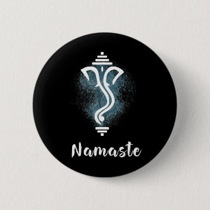 Yoga Ganesha Chakra Namaste Energy Lotus Karma Om 6 Cm Round Badge