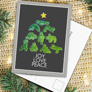 Yoga Gingerbread Holiday Christmas Postcard