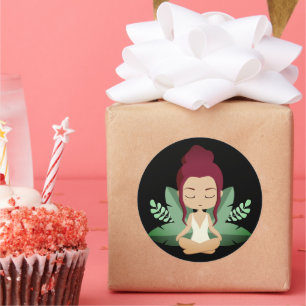Yoga Girl calm wellness uplifting mindful art Classic Round Sticker
