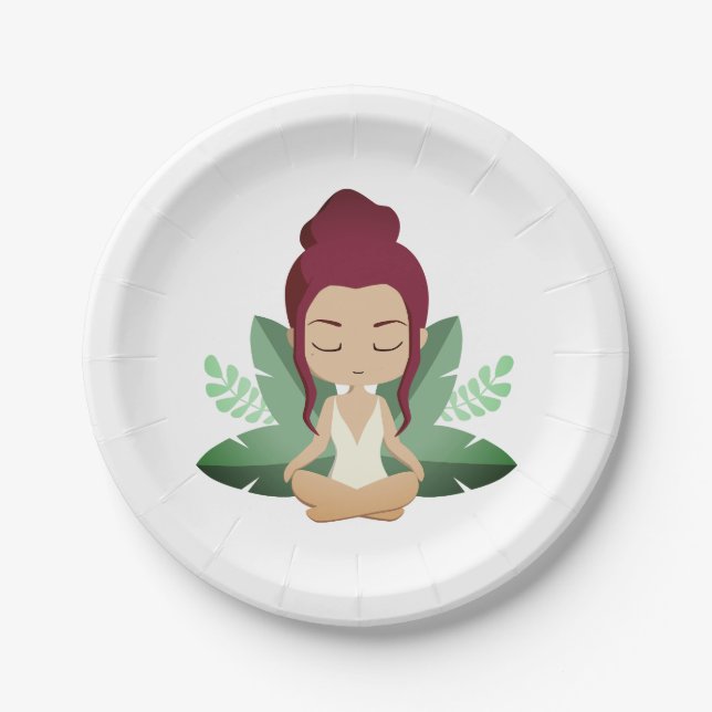 Yoga Girl calm wellness uplifting mindful art  Paper Plate (Front)