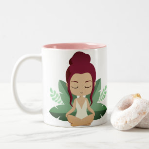 Yoga Girl calm wellness uplifting mindful art Two-Tone Coffee Mug