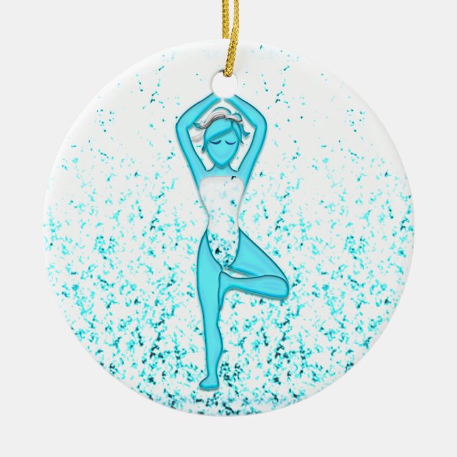 Yoga Girl Ceramic Tree Decoration (Front)