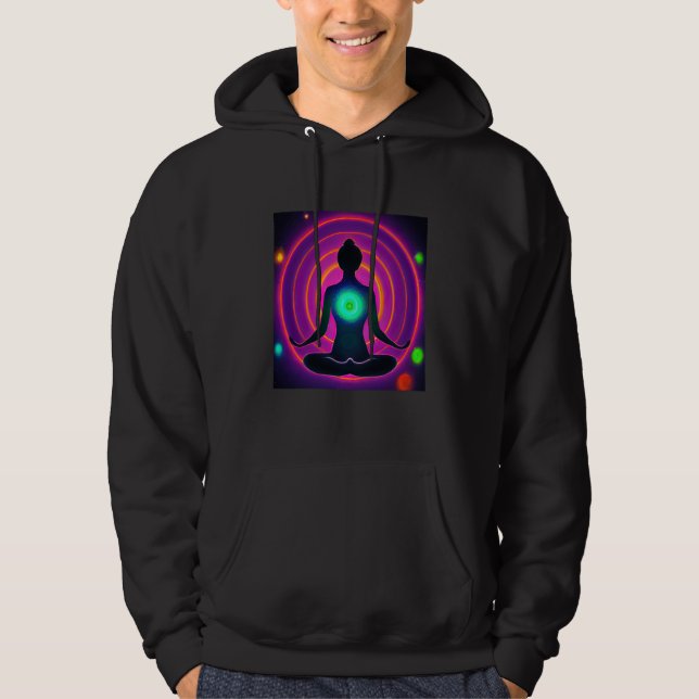 Yoga Girl Female Sun Salutation Meditation Chakra  Hoodie (Front)
