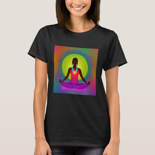 Yoga Girl Female Sun Salutation Meditation Chakra  T-Shirt (Front)
