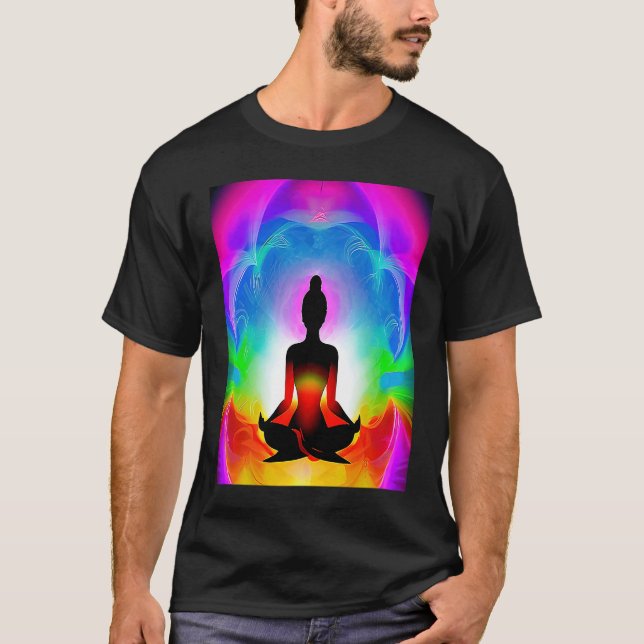Yoga Girl Female Sun Salutation Meditation Chakra  T-Shirt (Front)