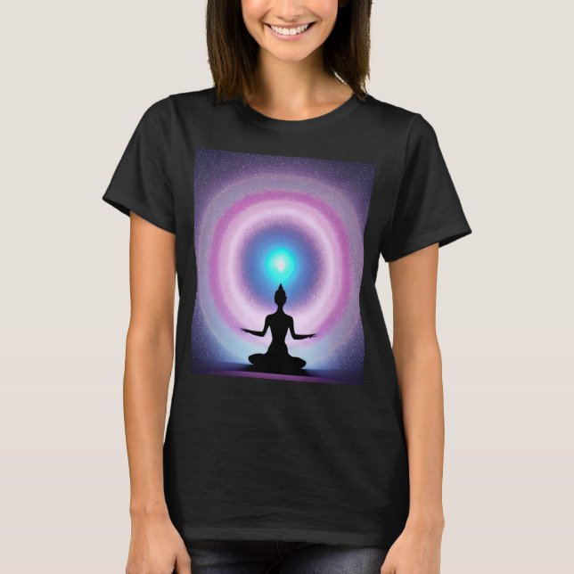 Yoga Girl Female Sun Salutation Meditation Chakra  T-Shirt (Front)