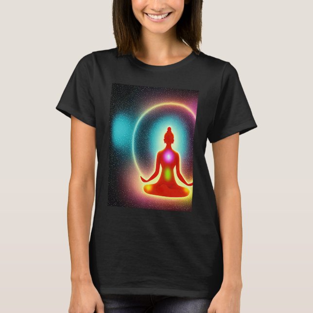 Yoga Girl Female Sun Salutation Meditation Chakra  T-Shirt (Front)