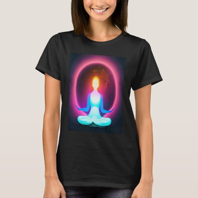 Yoga Girl Female Sun Salutation Meditation Chakra  T-Shirt (Front)