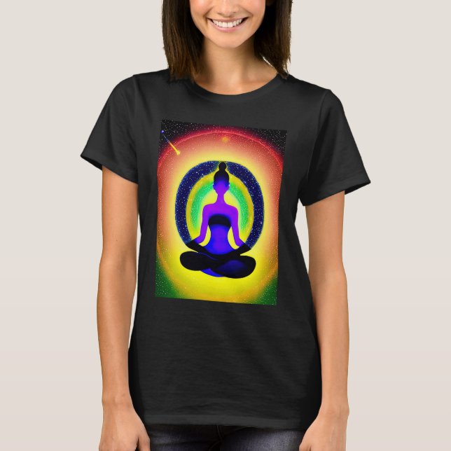 Yoga Girl Female Sun Salutation Meditation Chakra  T-Shirt (Front)