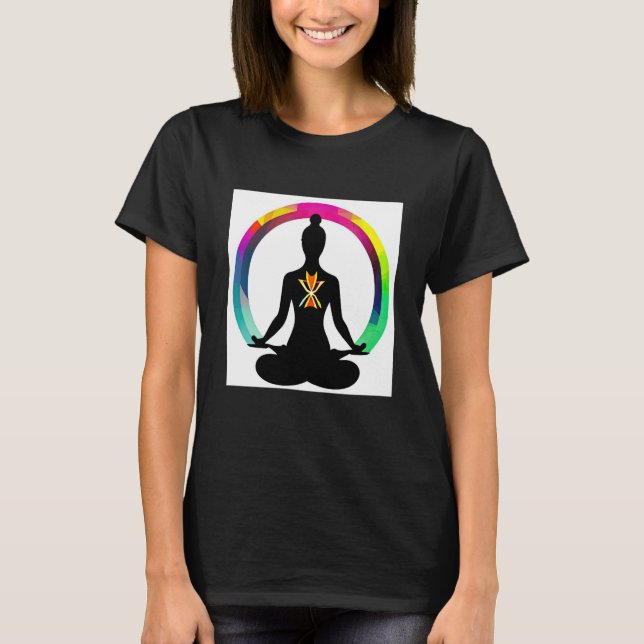 Yoga Girl Female Sun Salutation Meditation Chakra  T-Shirt (Front)