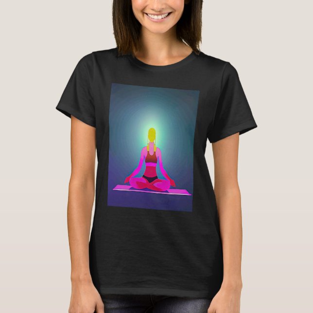 Yoga Girl Female Sun Salutation Meditation Chakra  T-Shirt (Front)