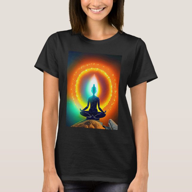 Yoga Girl Female Sun Salutation Meditation Chakra  T-Shirt (Front)