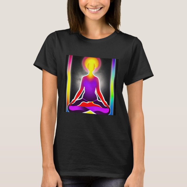 Yoga Girl Female Sun Salutation Meditation Chakra  T-Shirt (Front)