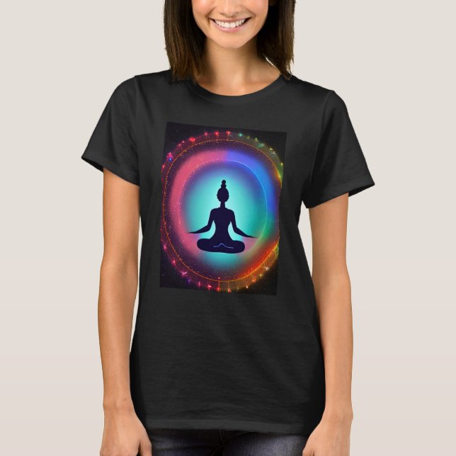 Yoga Girl Female Sun Salutation Meditation Chakra  T-Shirt (Front)