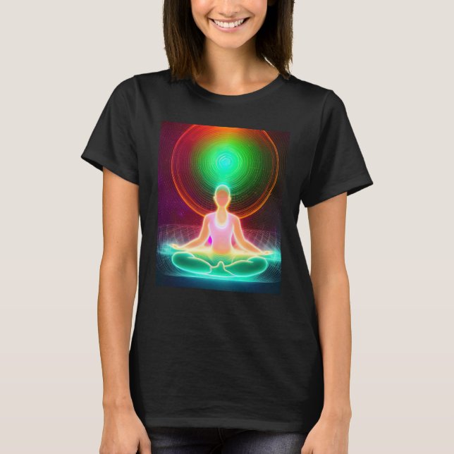 Yoga Girl Female Sun Salutation Meditation Chakra  T-Shirt (Front)