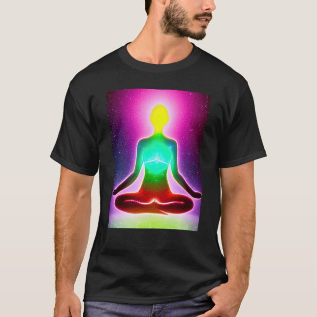 Yoga Girl Female Sun Salutation Meditation Chakra  T-Shirt (Front)