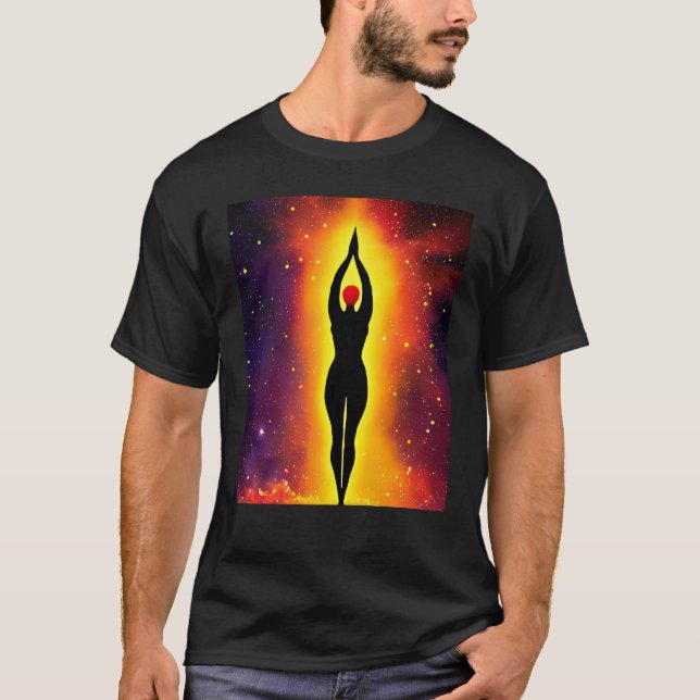 Yoga Girl Female Sun Salutation Meditation Chakra  T-Shirt (Front)