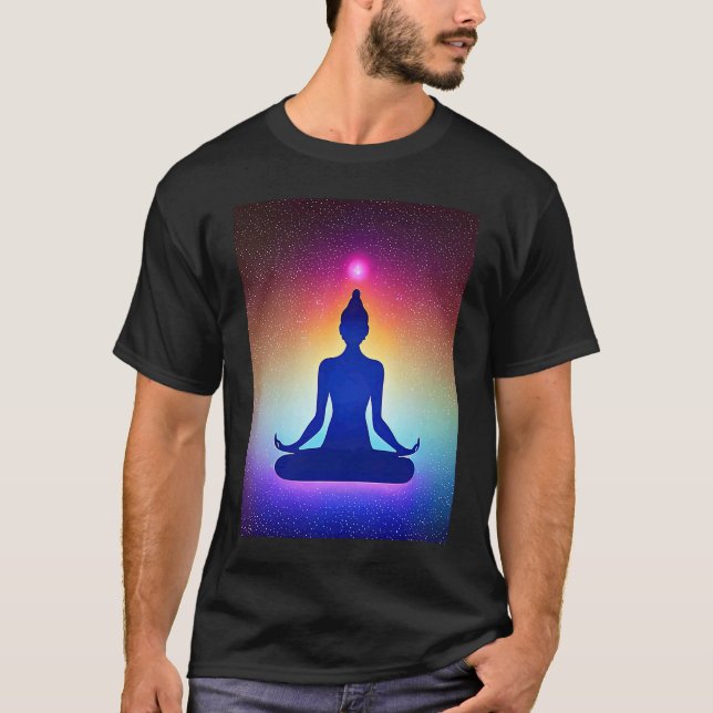 Yoga Girl Female Sun Salutation Meditation Chakra  T-Shirt (Front)