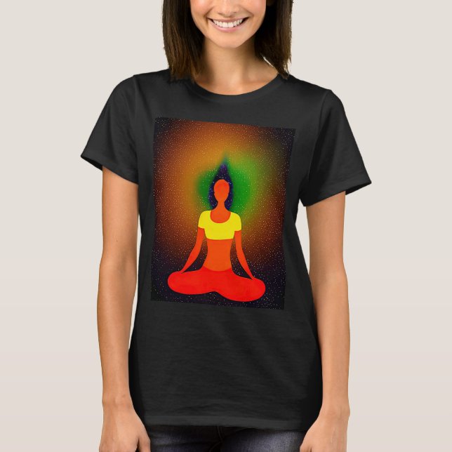 Yoga Girl Female Sun Salutation Meditation Chakra  T-Shirt (Front)