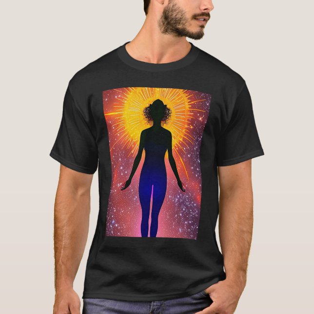 Yoga Girl Female Sun Salutation Meditation Chakra  T-Shirt (Front)