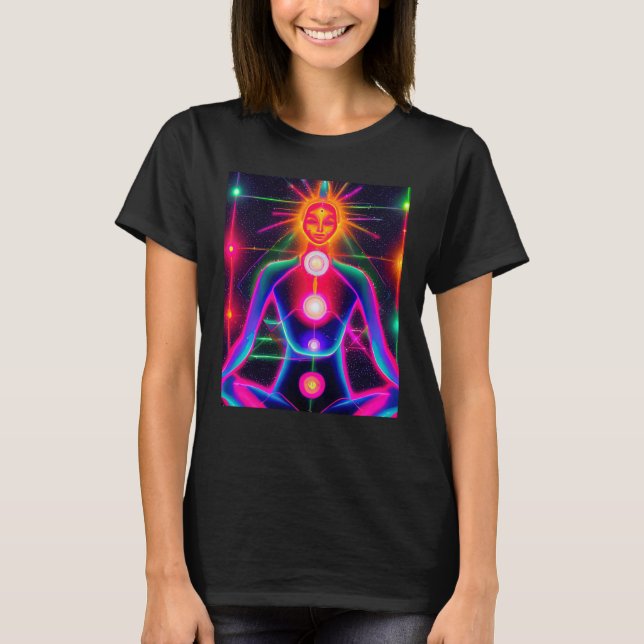 Yoga Girl Female Sun Salutation Meditation Chakra  T-Shirt (Front)