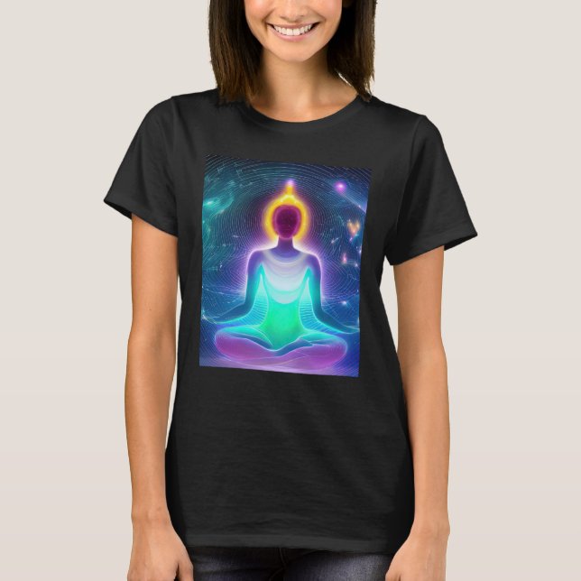 Yoga Girl Female Sun Salutation Meditation Chakra  T-Shirt (Front)