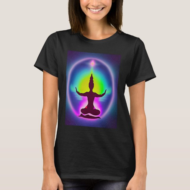 Yoga Girl Female Sun Salutation Meditation Chakra  T-Shirt (Front)