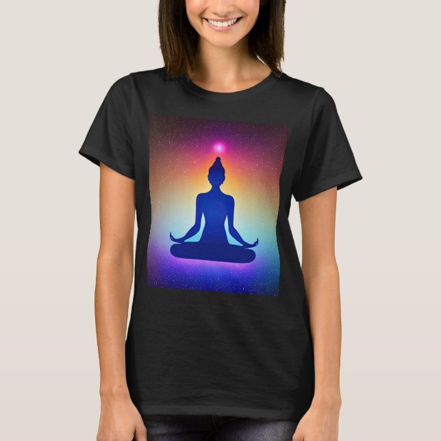Yoga Girl Female Sun Salutation Meditation Chakra  T-Shirt (Front)