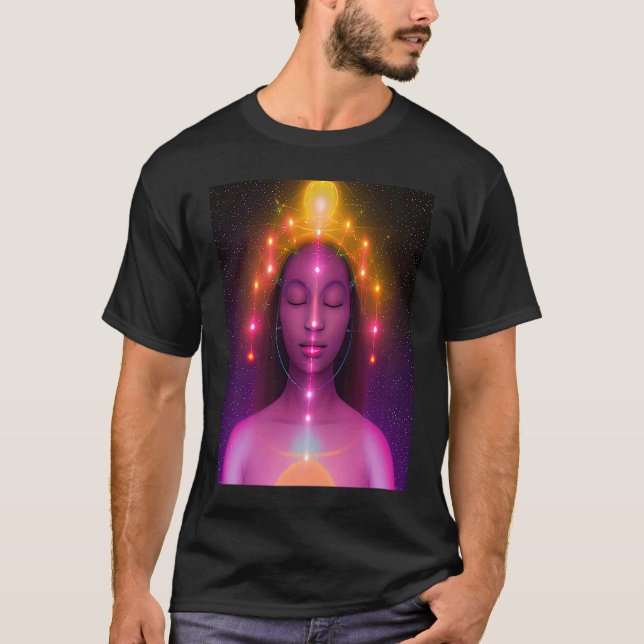 Yoga Girl Female Sun Salutation Meditation Chakra  T-Shirt (Front)