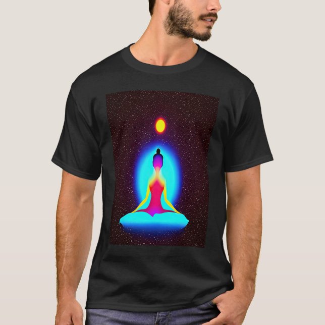 Yoga Girl Female Sun Salutation Meditation Chakra  T-Shirt (Front)