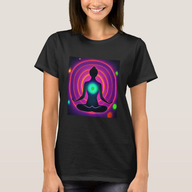 Yoga Girl Female Sun Salutation Meditation Chakra  T-Shirt (Front)