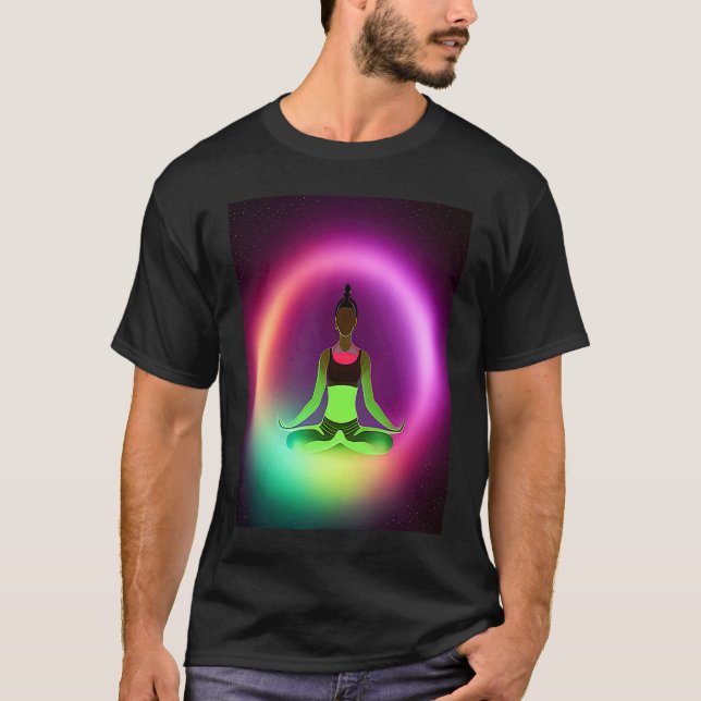 Yoga Girl Female Sun Salutation Meditation Chakra  T-Shirt (Front)