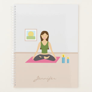 Yoga Girl Illustration With Personalizable Name Planner