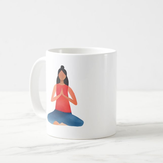 Yoga girl Meditation Namaste  Coffee Mug (Front Left)