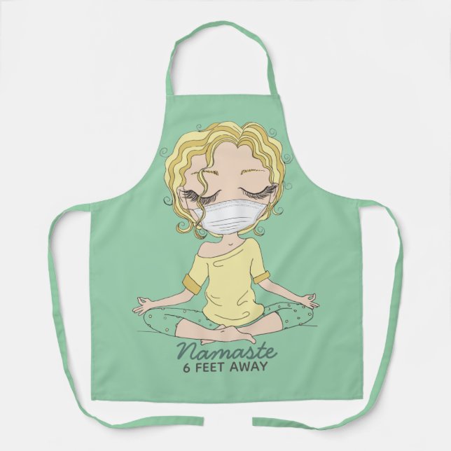 Yoga Girl Namaste 6 Feet Away Apron (Front)