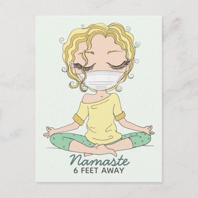 Yoga Girl Namaste 6 Feet Away Postcard (Front)