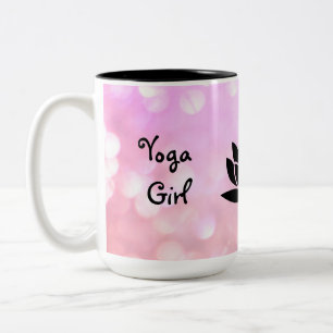 Yoga Girl Namaste design Two-Tone Coffee Mug