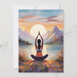 Yoga Girl Near Sea Side Holiday Card